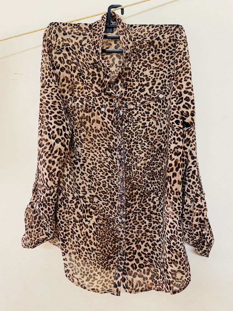 Leopard Print Button Down Shirt