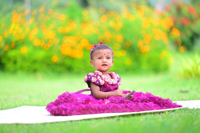 💜 Elegant Wine &amp; Peach Party Frock 💜 1-2 Years