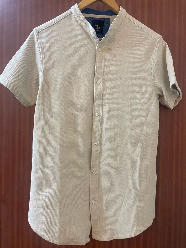 Men&#39;s R&amp;B Beige Short Sleeve Shirt