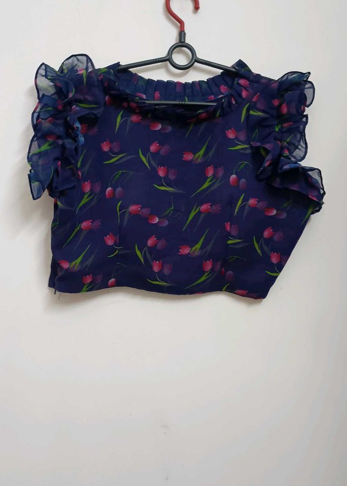 Floral Ruffle Sleeve Top