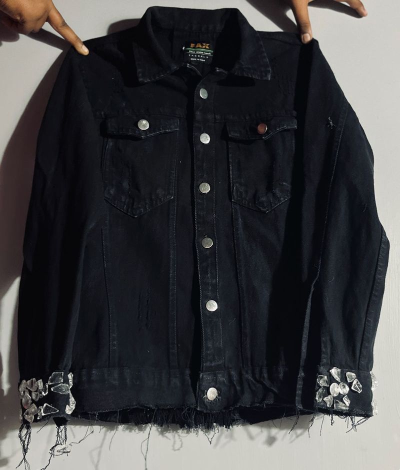 Black Embellished Denim Jacket