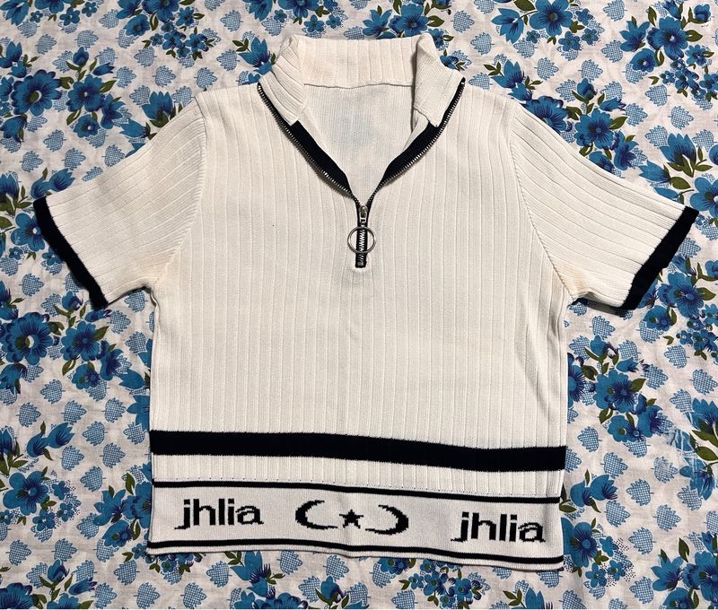 High Neck White Crop Top