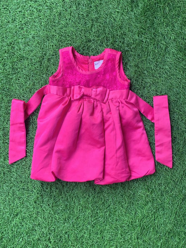 Cute Rose Satin Frock