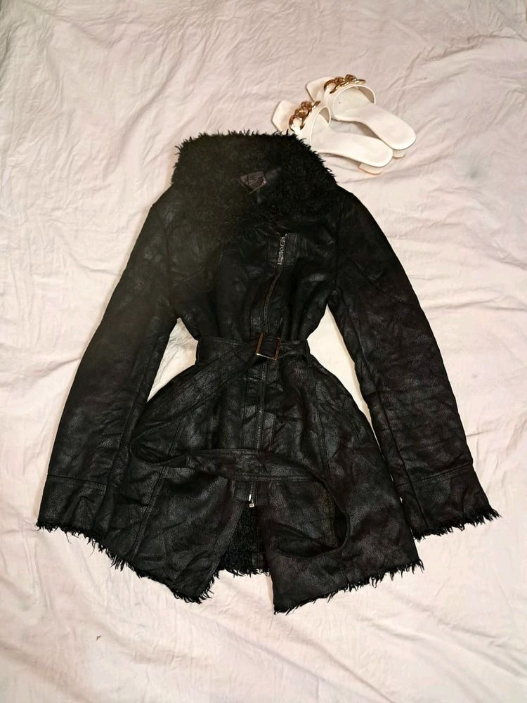 Y2K Long Leather Coat For Women 💅🏻✨