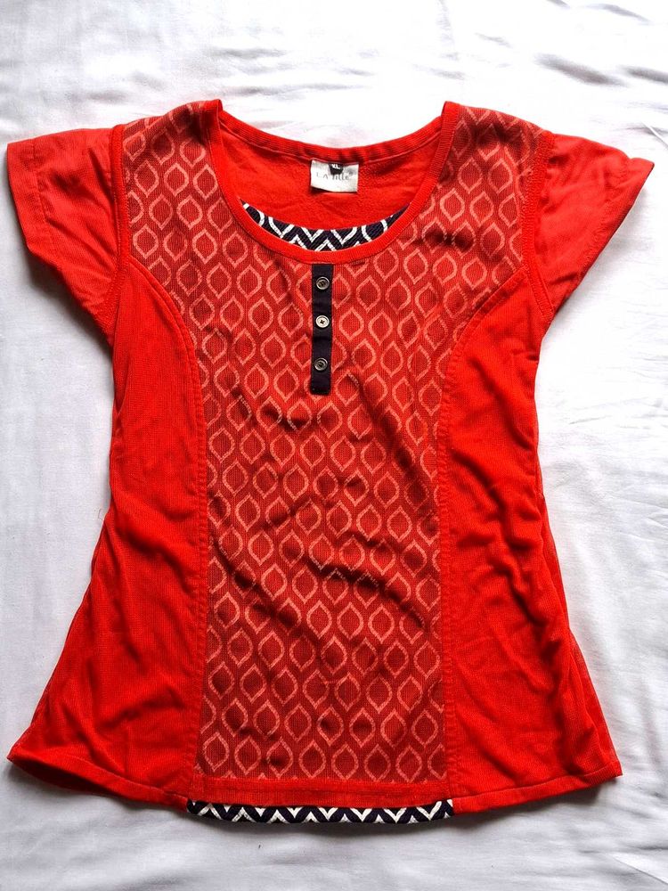 Red Printed Top