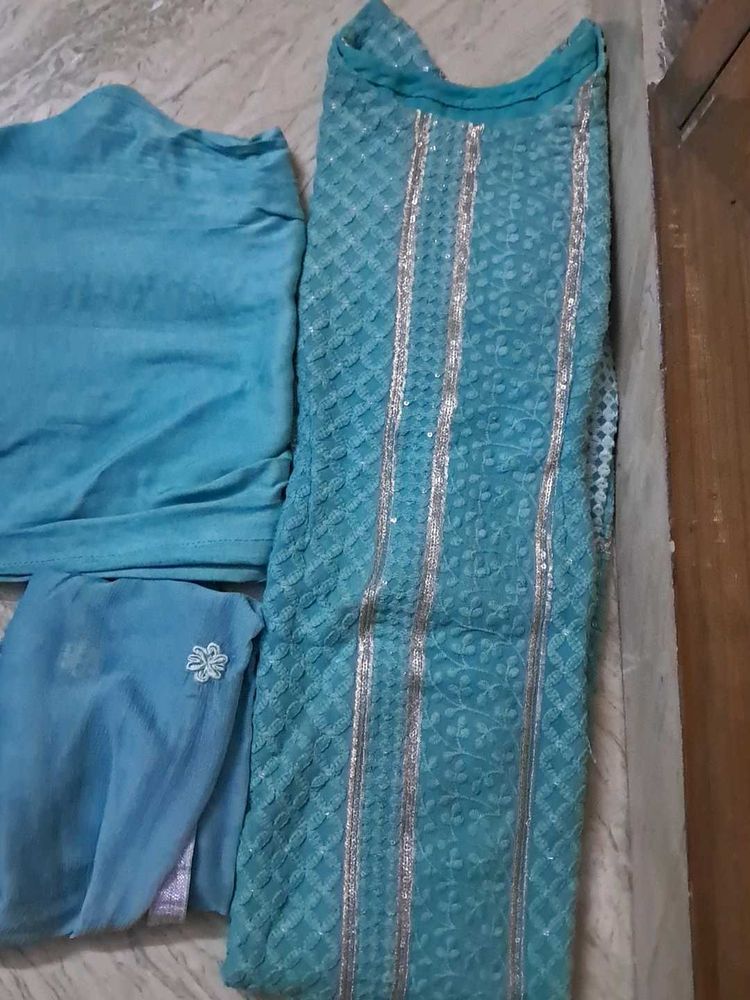 Pure Suit In Lakhanvi Self Embroidery
