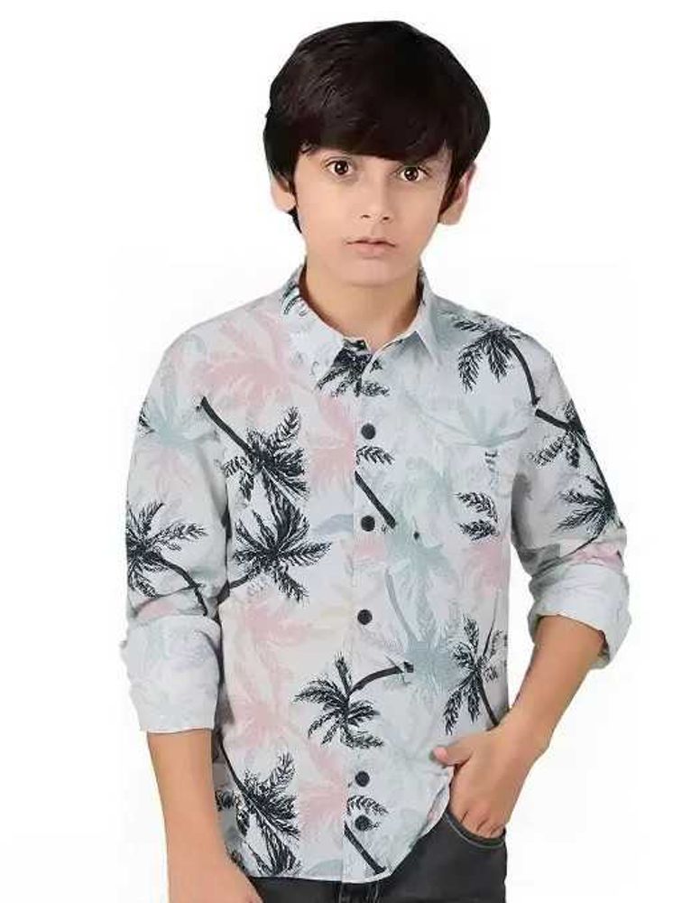 Tree Printed Full Sleeve Casual Shirt for Boys