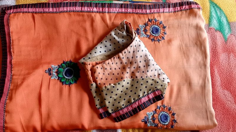 Orange And Nude Colour Saree With Reshmi Kdai