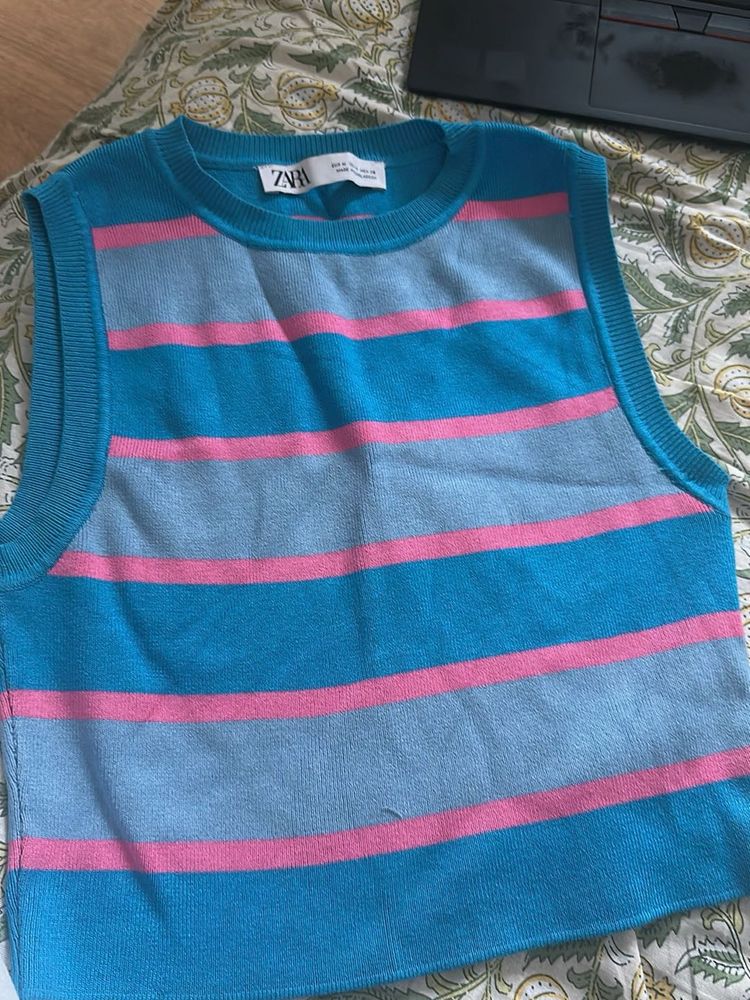 Zara Striped Knit Vest