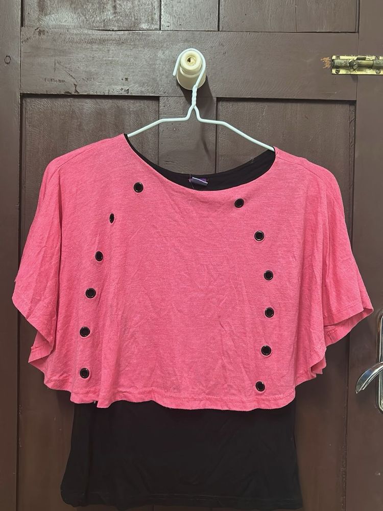 Pink Layered Top with Cutouts for Women | Girl