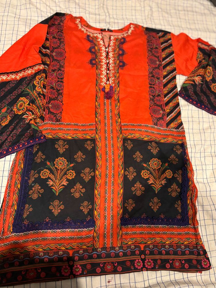 Orange &amp; Black Kurta
