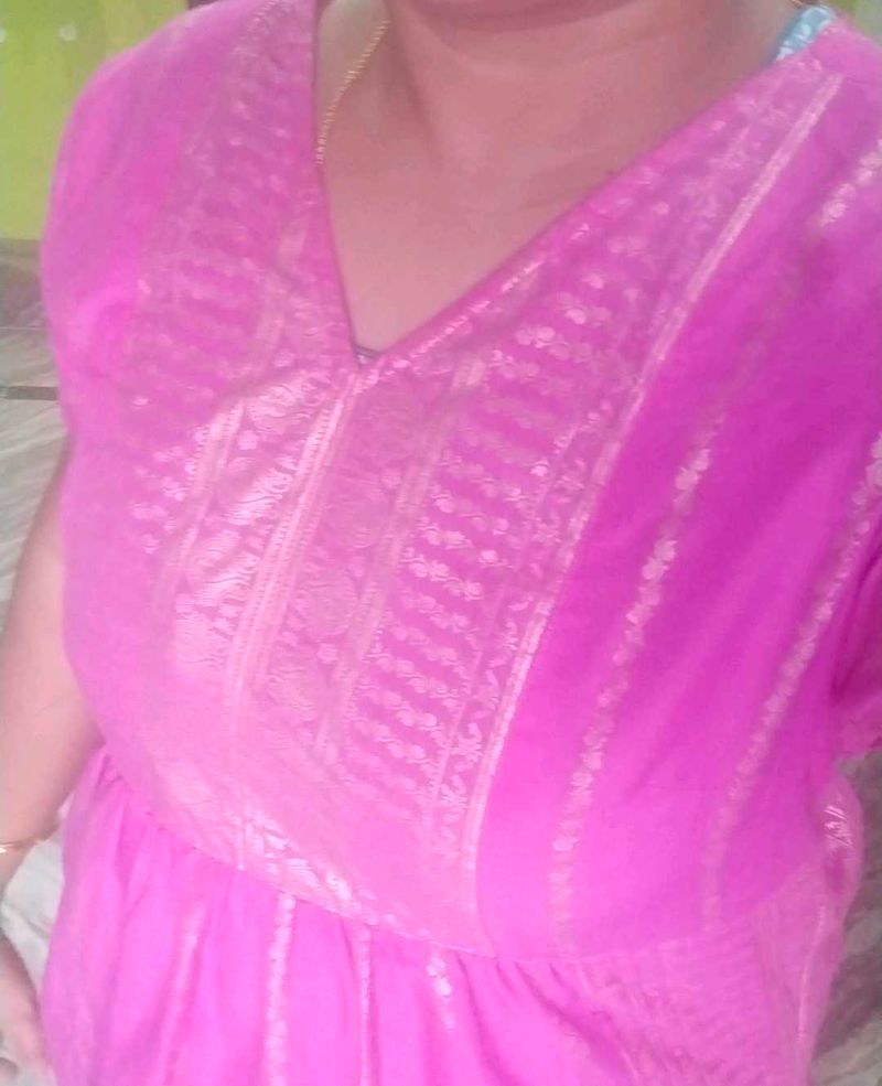 Pink Dress with Metallic Accents
