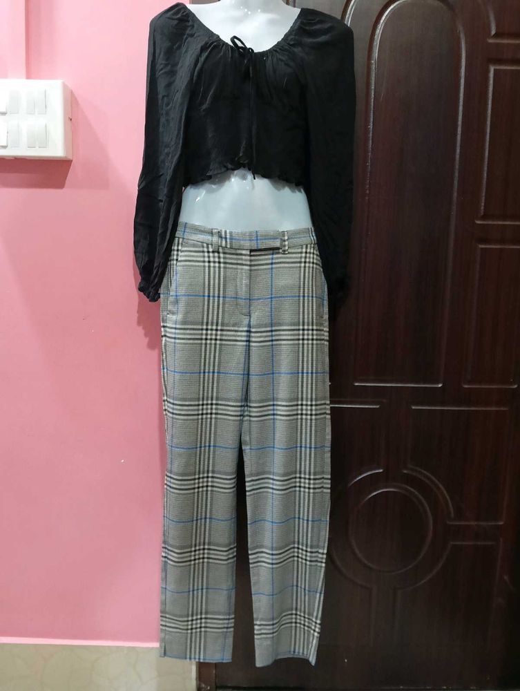 MS Formal check Print Pant