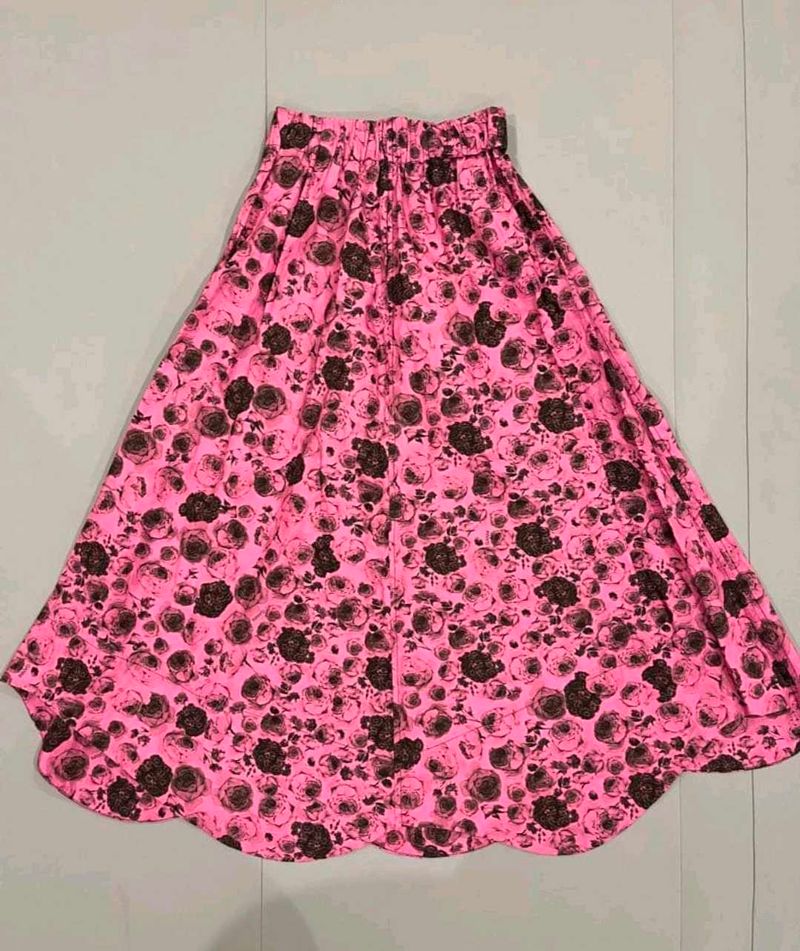 Pink Floral Ethnic Skirt