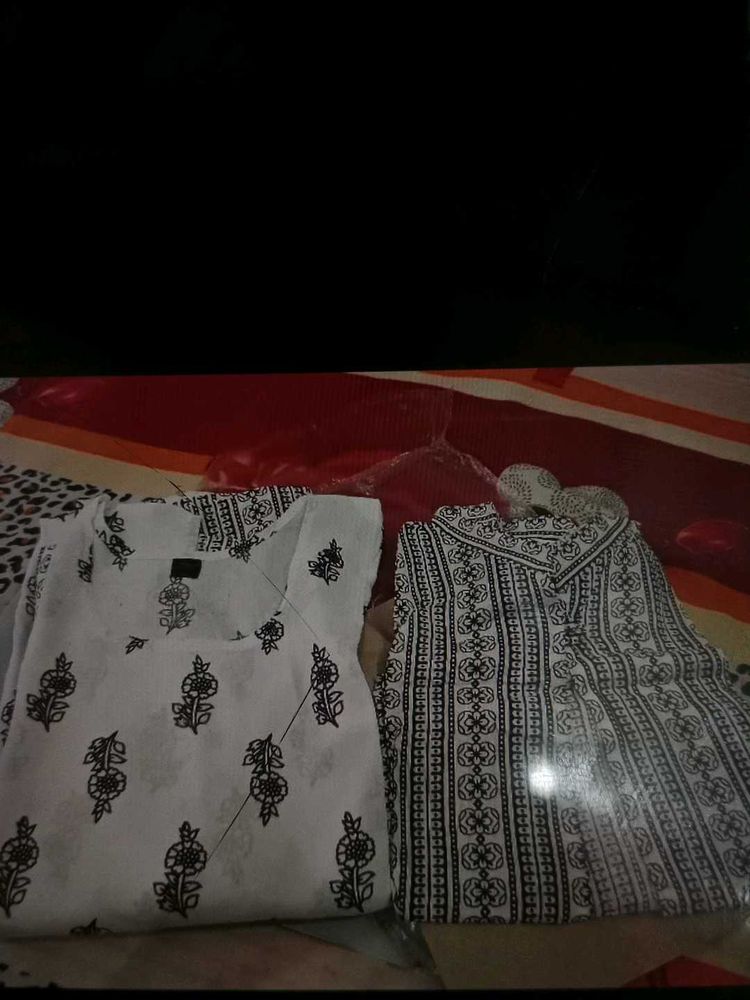Black &amp; White Printed Kurti