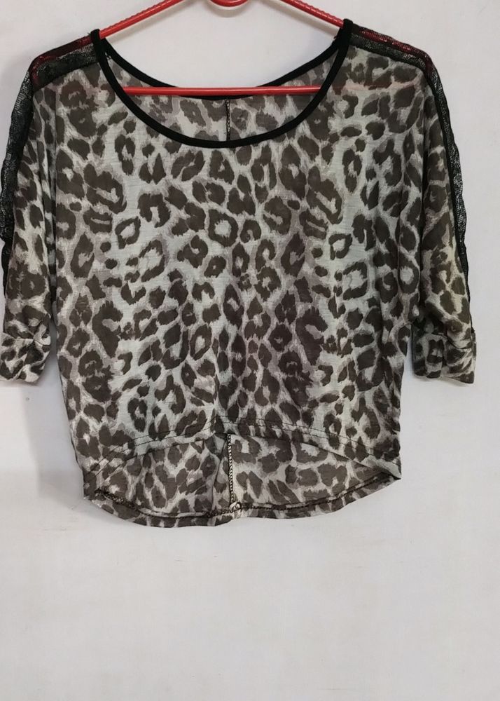 Animal Print Assymetrical Crop Top