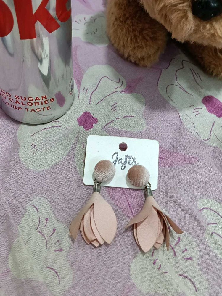 Floral Drop Earrings - Light Pink