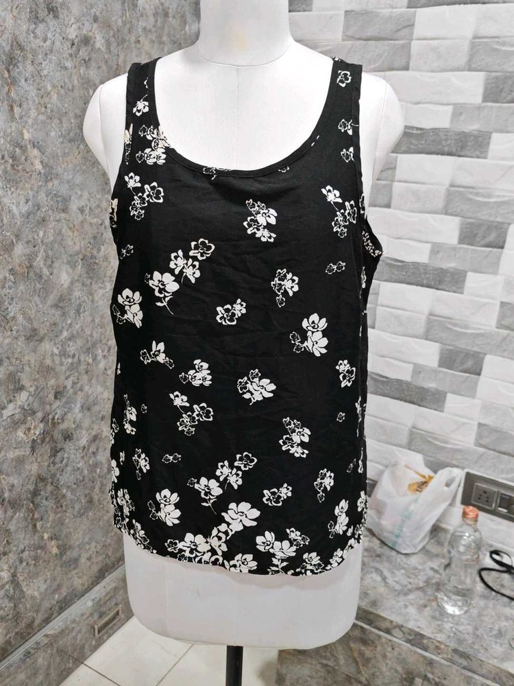 Black Floral Tank Top