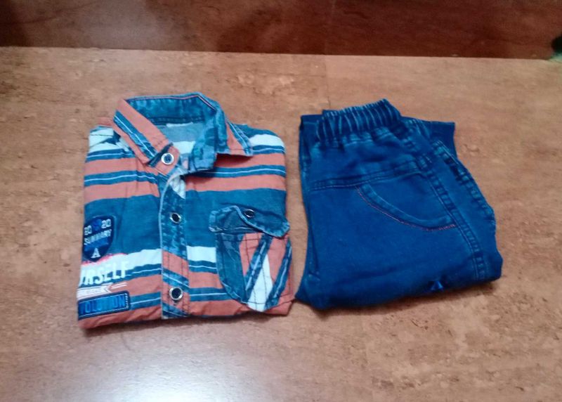 Jeans Shirt Set For Baby Boy