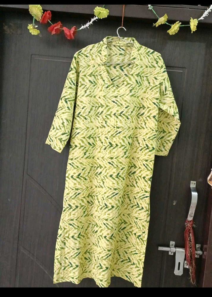 Green &amp; Yellow Printed Kurta