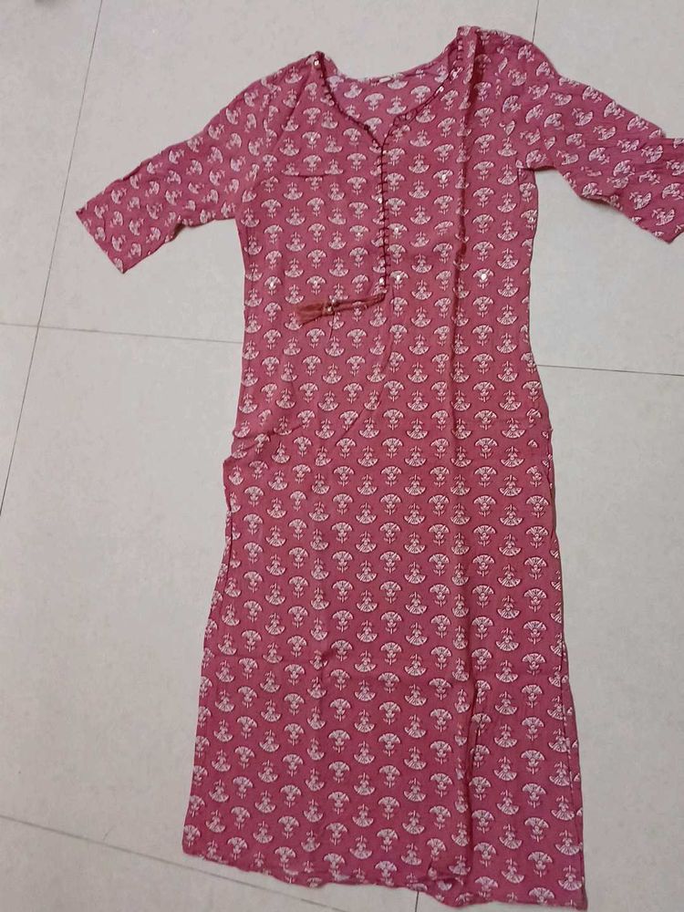 Printed Pink Kurta