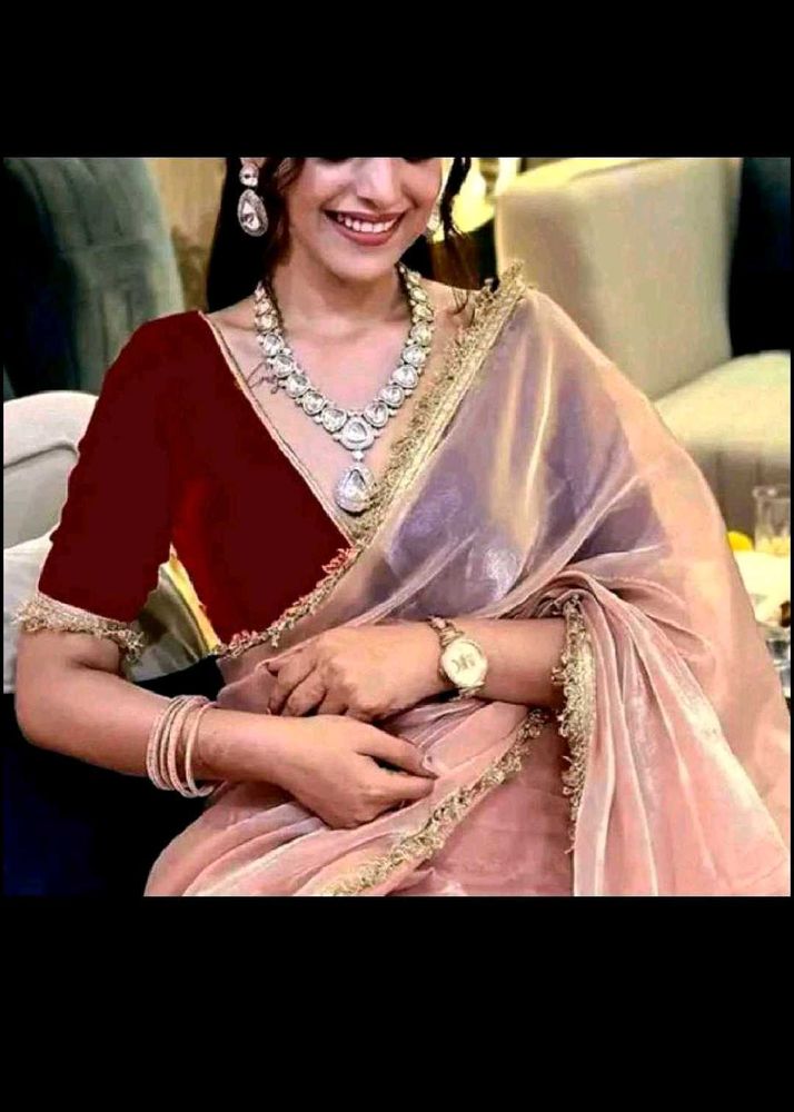New Nylon Silk Saree With Velvet Blouse Piece