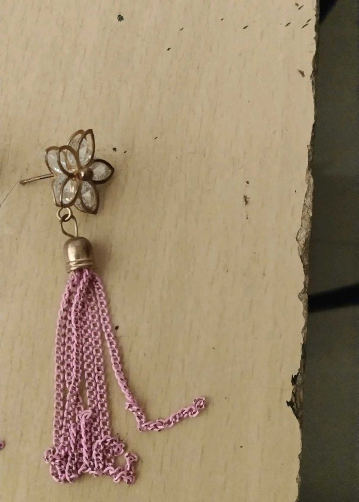 Flower &amp; Chain Tassel Earrings