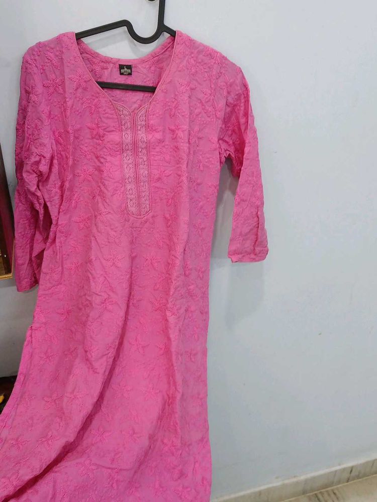 Pink Embroidered Kurta
