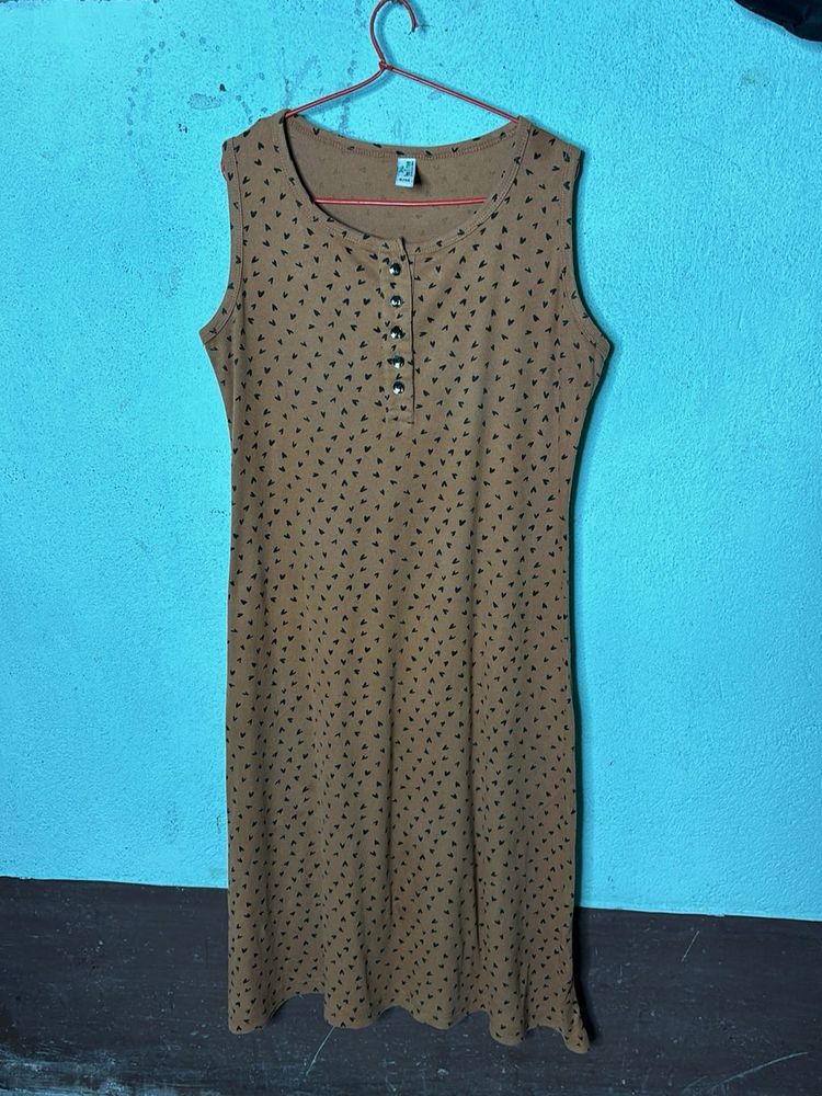 Casual Brown Sleeveless Dress