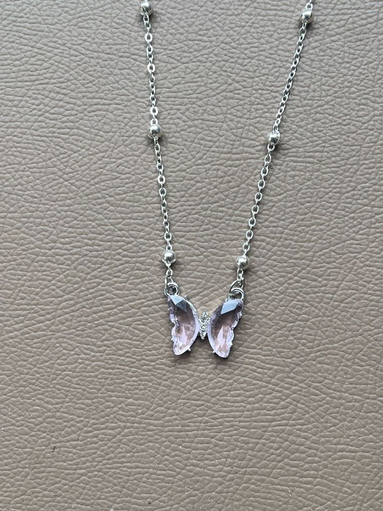 Crystal Butterfly Pendant Necklace