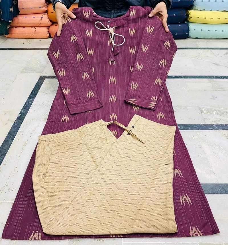 Xxl-xxxl Size Kurti Pant Set With Pocket In Pan