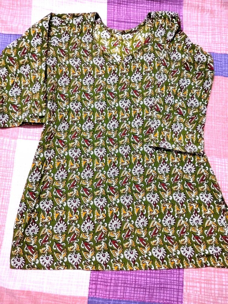 Green Floral Print Kurti