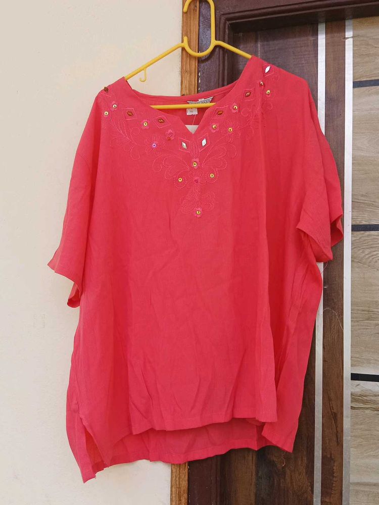 Coral Embellished Top