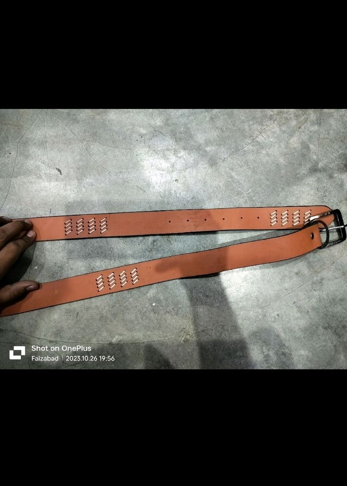 Mens Blue Jeans Brown Belt Combo