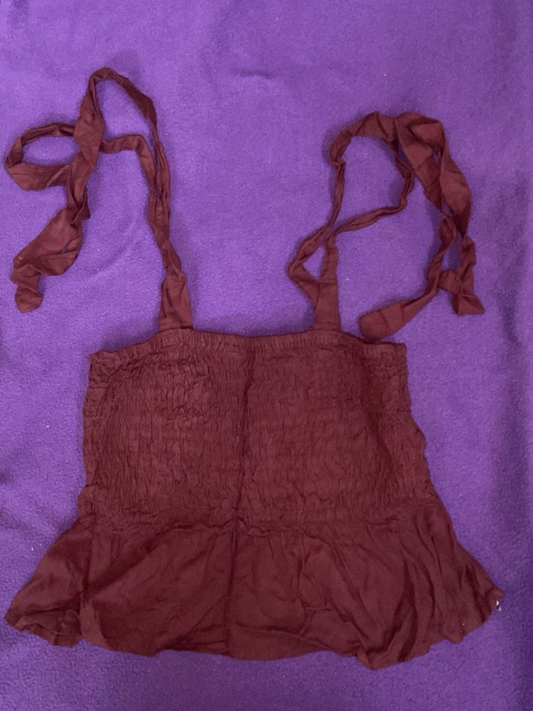 Cute Maroon Tie Strap Top