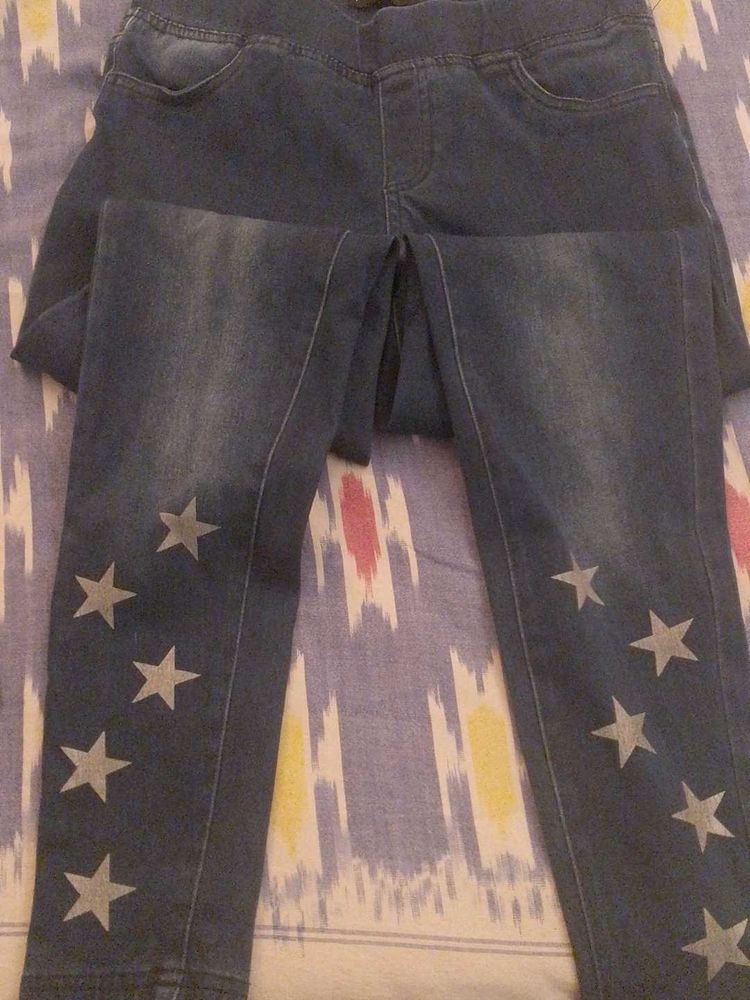 Star Print Denim Jeggings