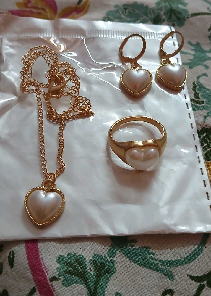 Heart Pearl Anti Turnish Jewelry Set