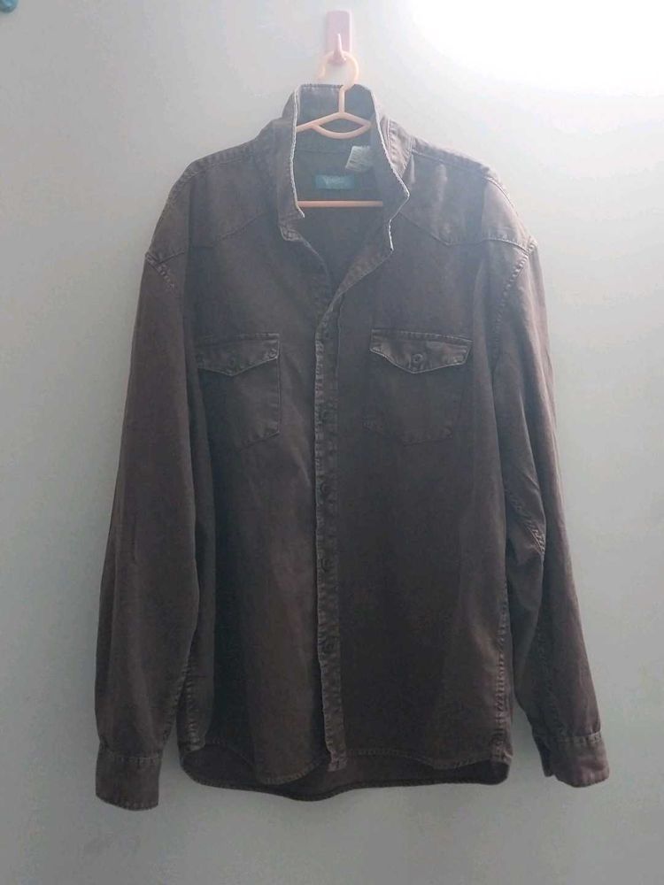 Vintage Brown Button-Down Shirt