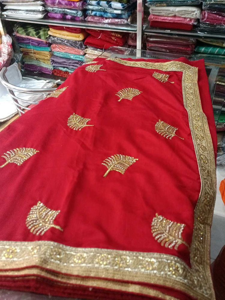 Red Embroidered Saree