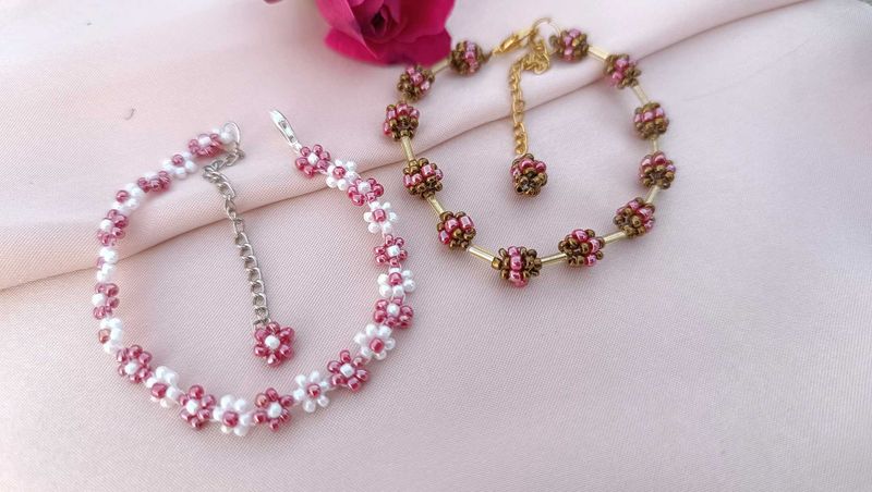 Handmade Beaded Flower Bracelets