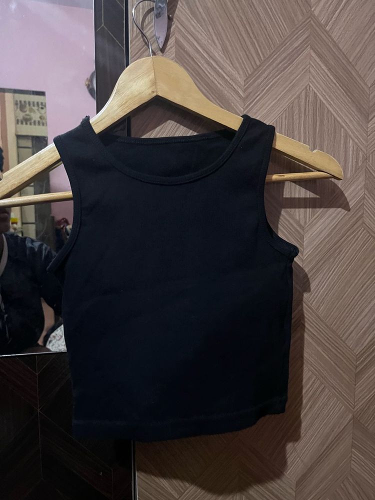 Black Crop Tank Top