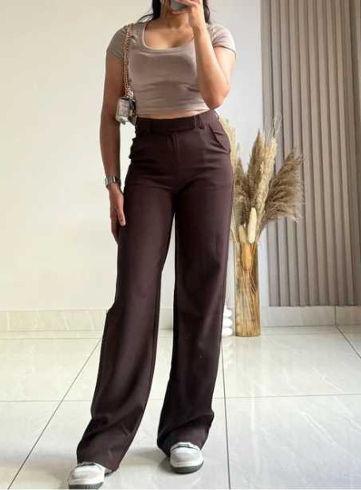 Coffee Brown Side Hook Trouser