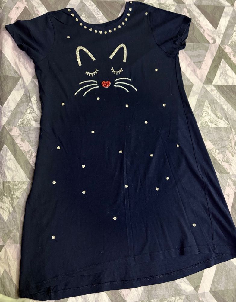 Cat Face Navy Dress