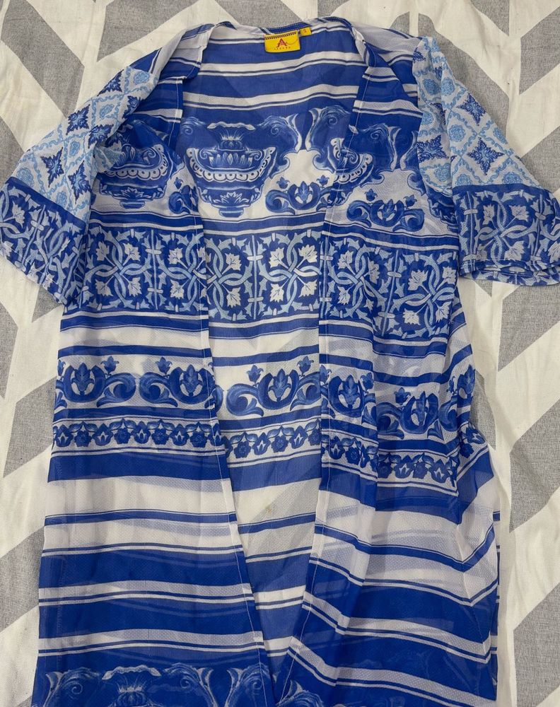 Blue Patterned Cover-Up