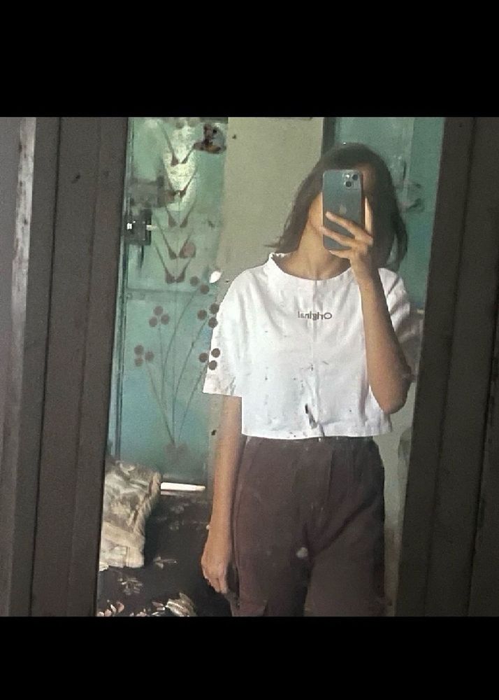 Korean White Crop Oversized Tshrt♥️!!