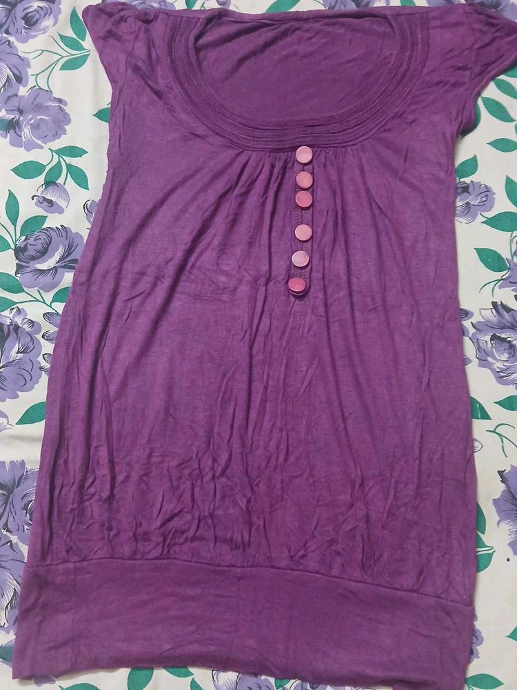 Purple Tunic Top with Buttons