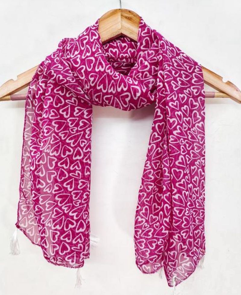 Pink Heart Print Scarf