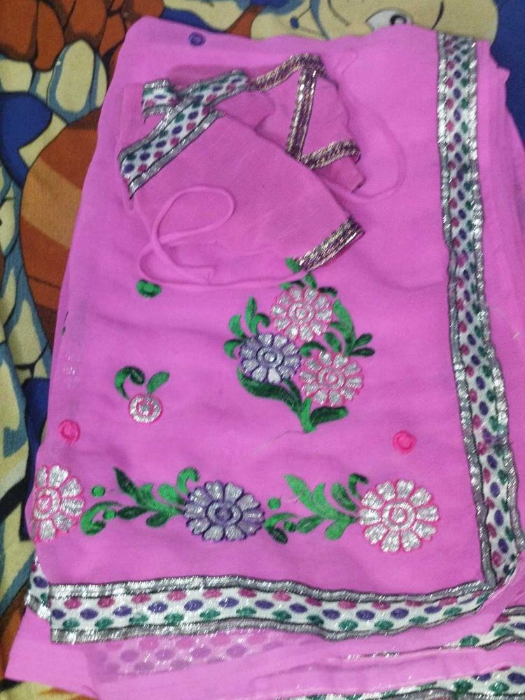 PINK SAREE WITH BLOUSE