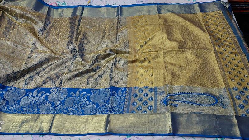 Gold &amp; Blue Kanjivaram Silk Saree