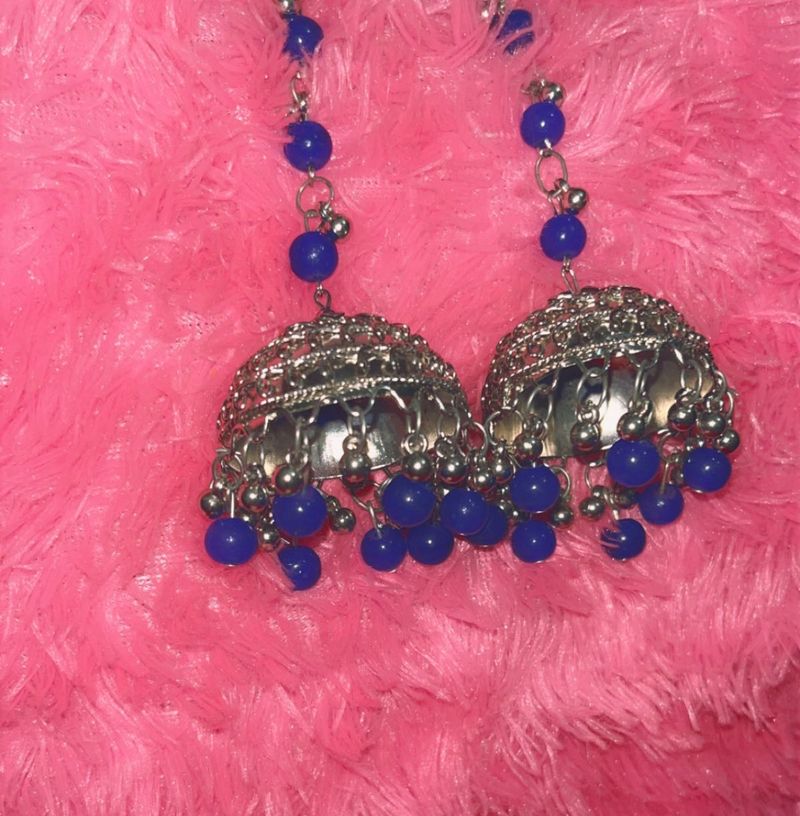 Blue Jhumka Earrings